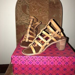 Brown wedged Tory Burch shoes